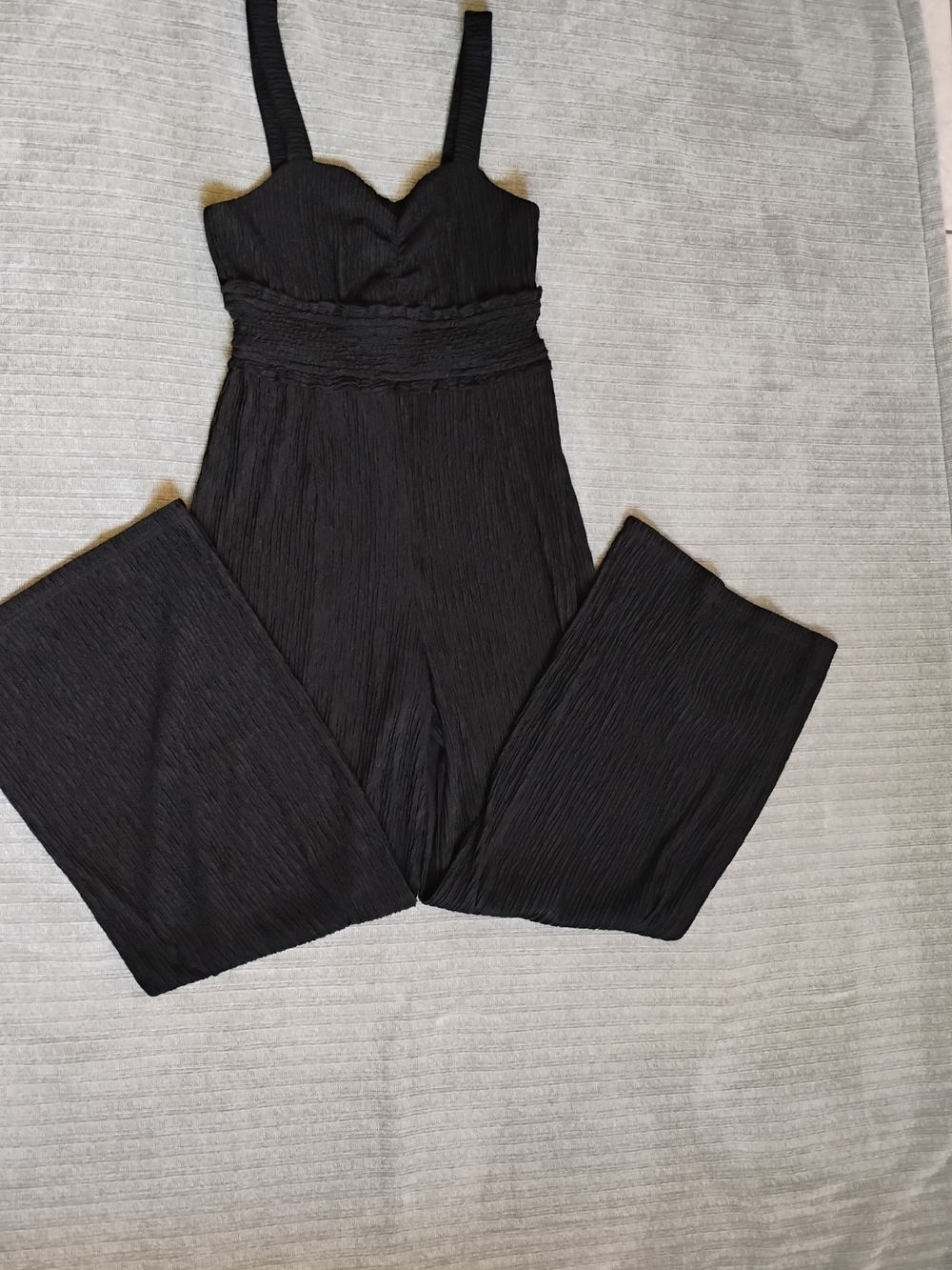 Versona Black Sweetheart Neck Wide Leg Jumpsuit M Dark Coquette Goth